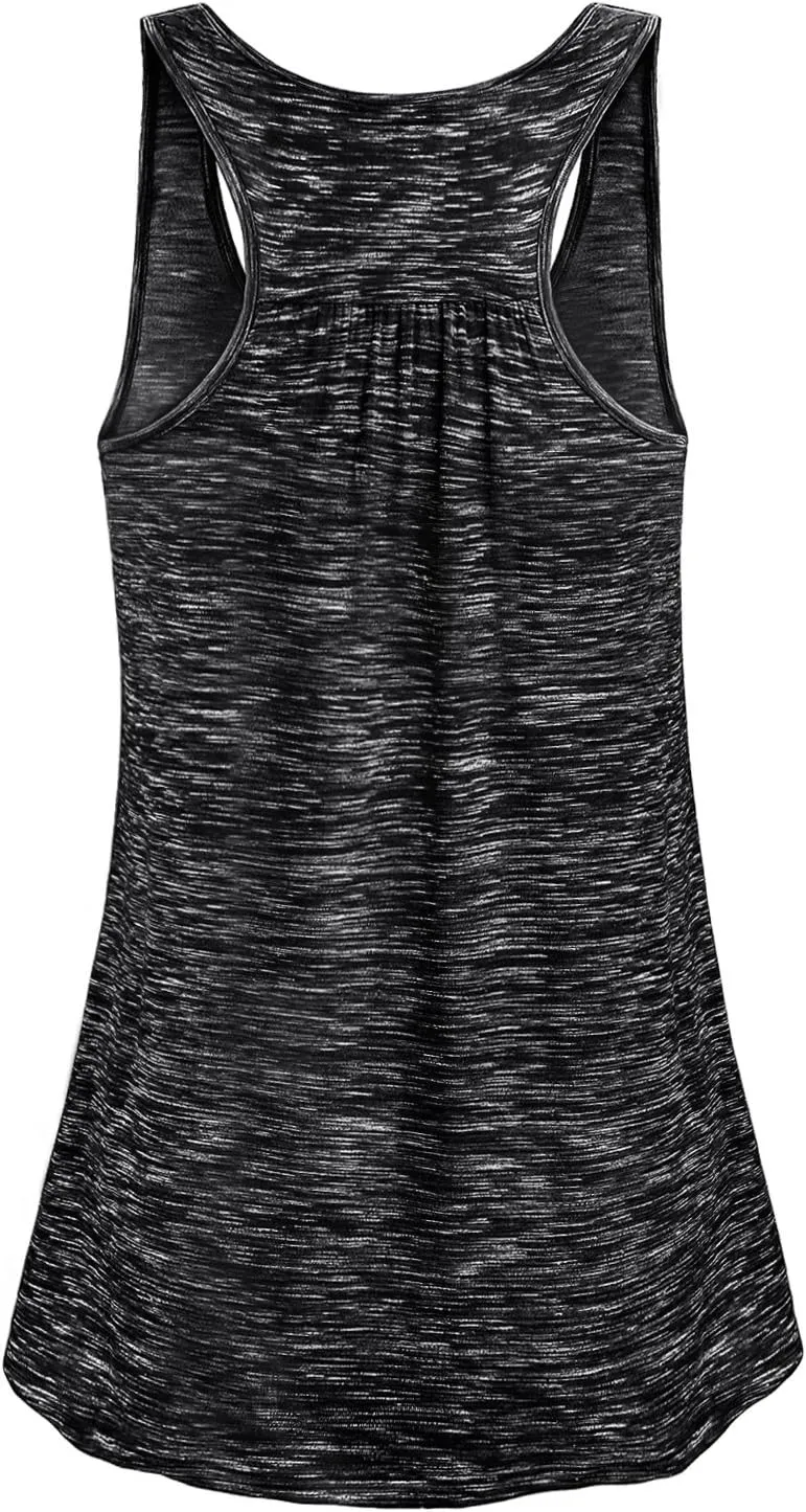 Cestyle Womens Sleeveless Scoop Neck Flowy Loose Fit Workout Shirts Racerback Long Tank Tops