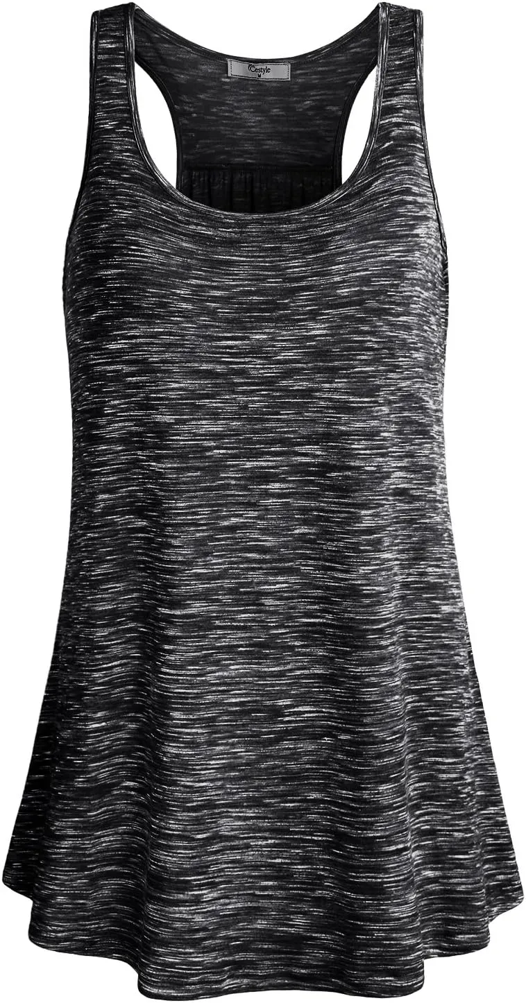 Cestyle Womens Sleeveless Scoop Neck Flowy Loose Fit Workout Shirts Racerback Long Tank Tops