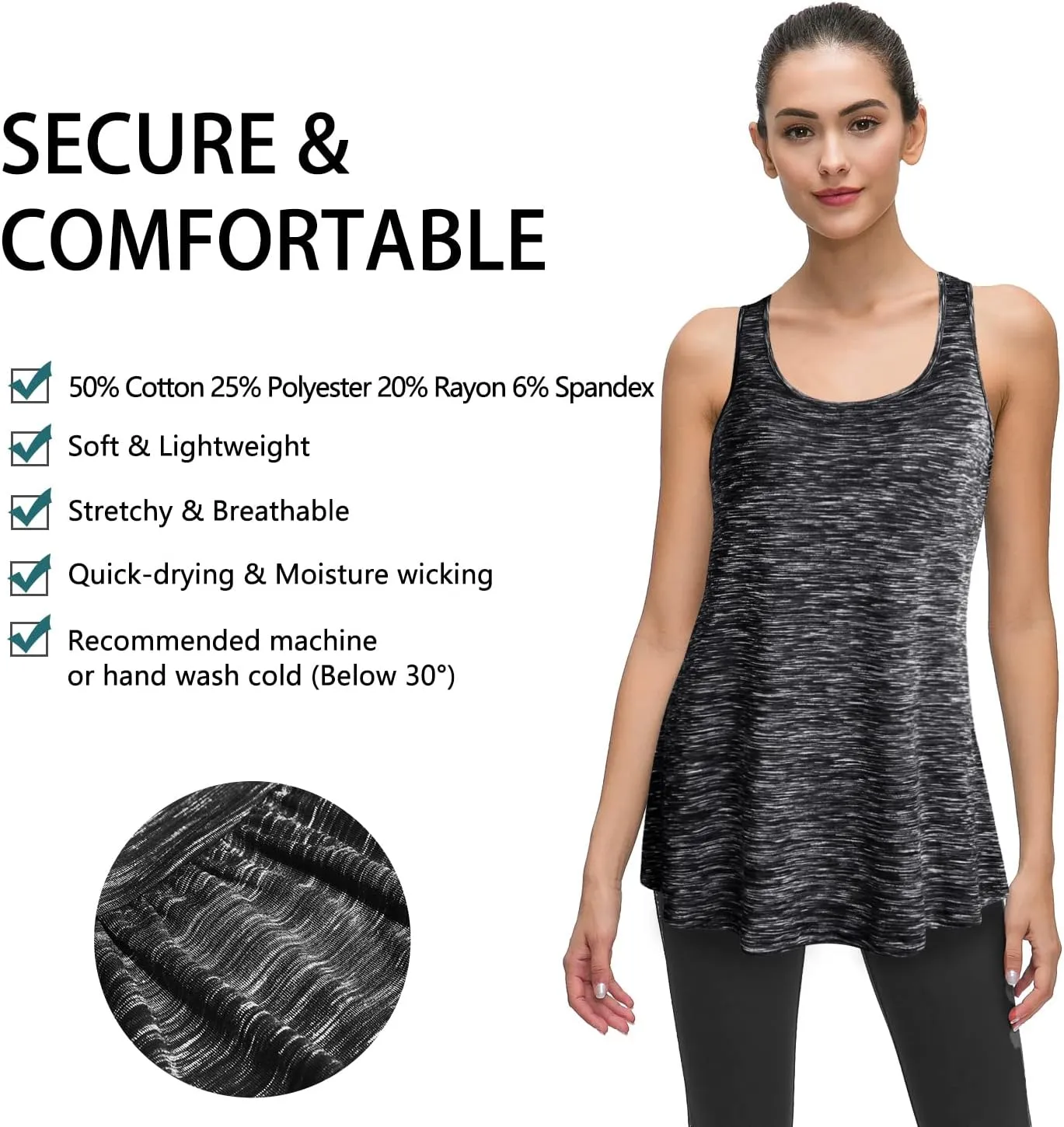 Cestyle Womens Sleeveless Scoop Neck Flowy Loose Fit Workout Shirts Racerback Long Tank Tops