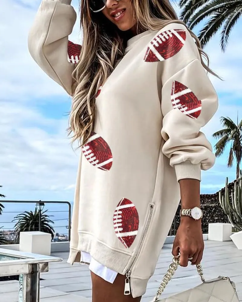 CHICME Womens Long Sleeve Zipper Slit Oversized Sweatshirt Casual Pullover Zipper Hoodies