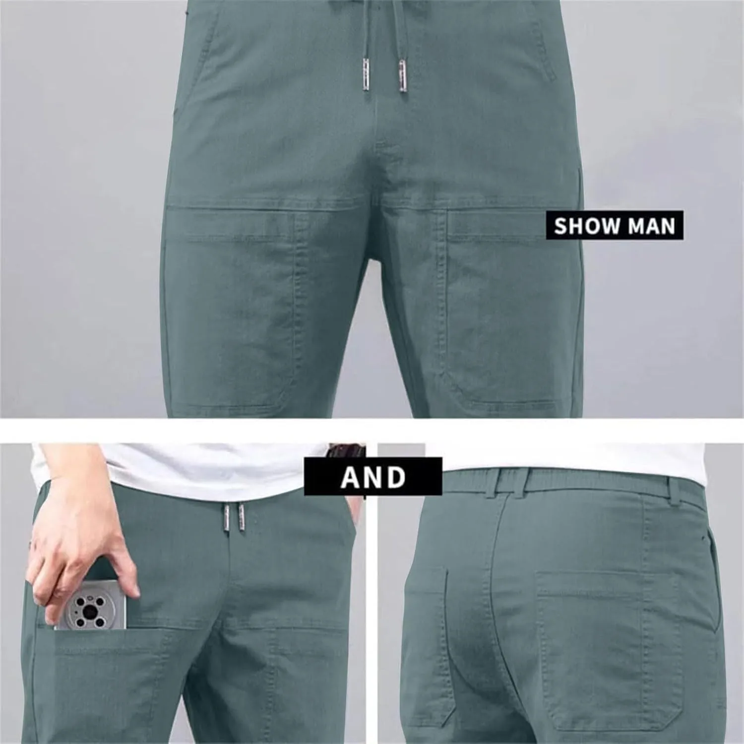 Chinos Pants Men, Stretch Active Chino Pants Slim Fit Mens Slacks Tapered Pants Twill Cargo Casual Pants Golf Jogger