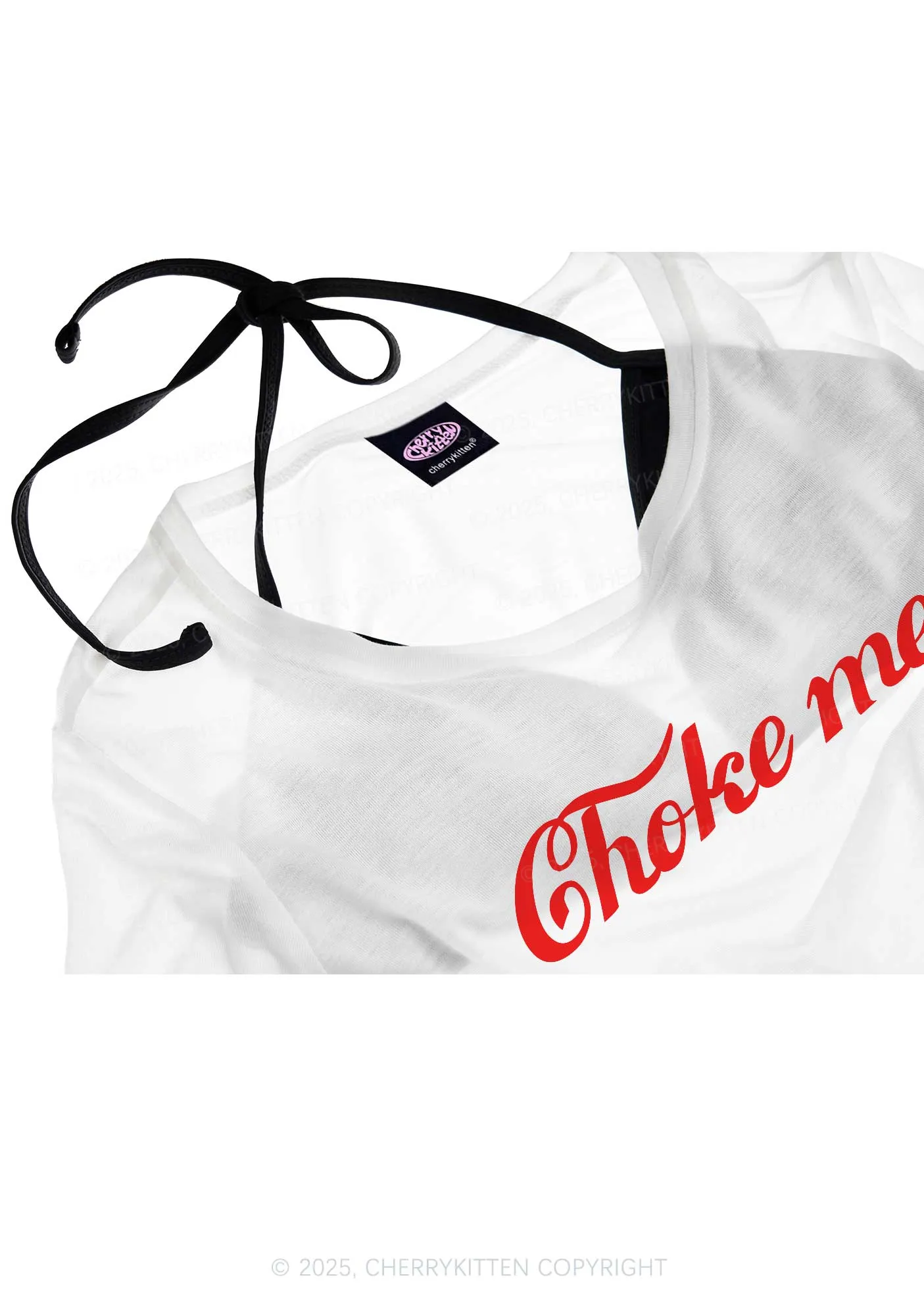 Choke Me Y2K Sheer Crop Tee Cherrykitten