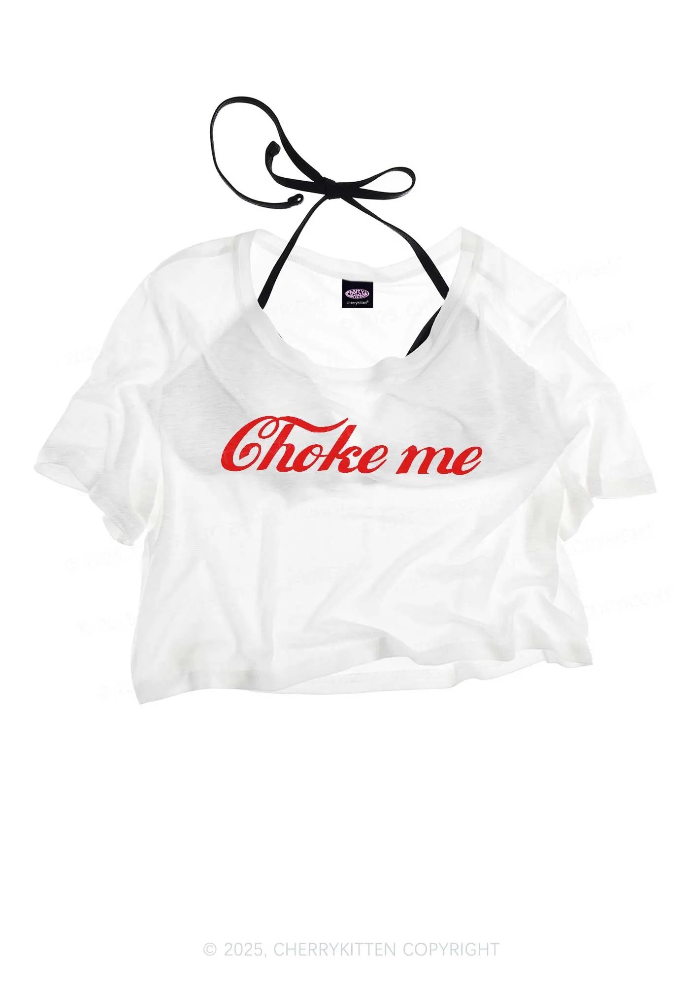 Choke Me Y2K Sheer Crop Tee Cherrykitten