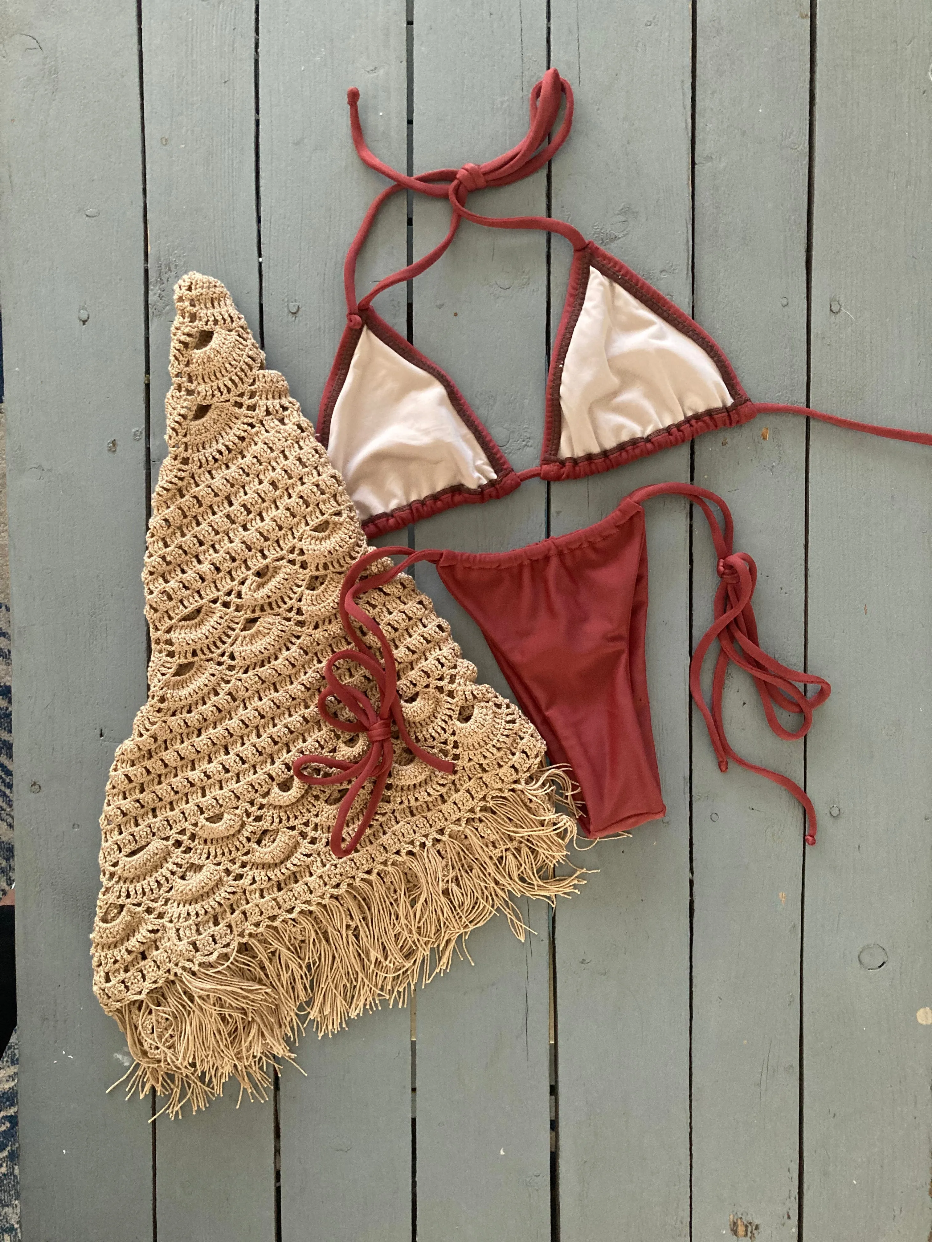 Cinched Thong w/Spaghetti Ties Bikini Bottom (color options)