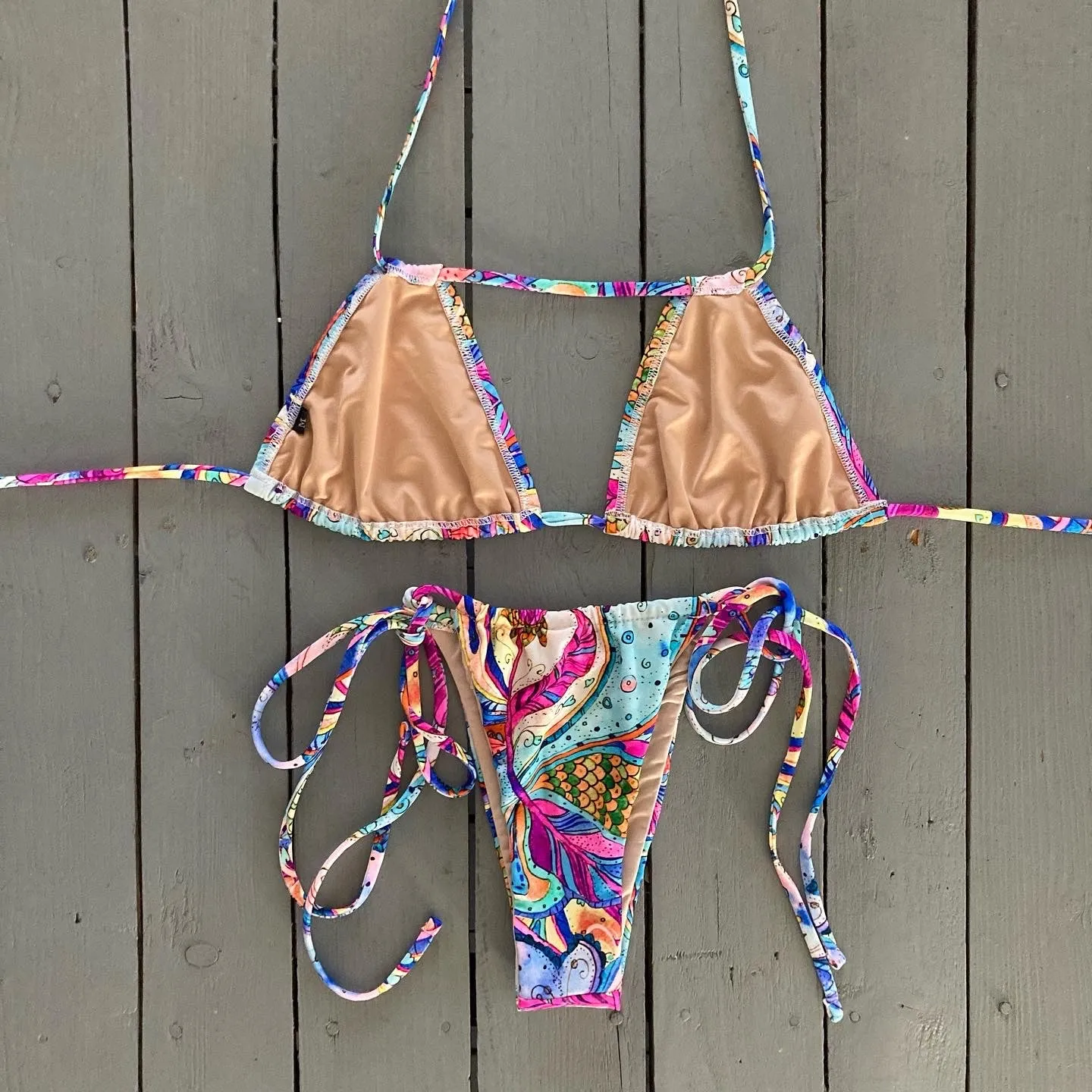 Cinched Thong w/Spaghetti Ties Bikini Bottom (color options)