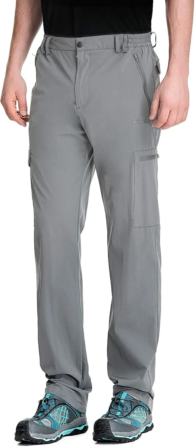 clothin Men's Elastic-Waist Travel Pant Stretchy Lightweight Pant Multi-Pockets Quick Dry Breathable
