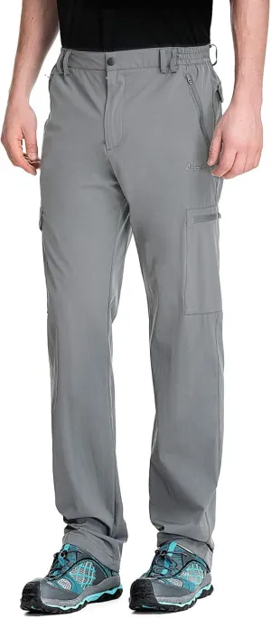 clothin Men's Elastic-Waist Travel Pant Stretchy Lightweight Pant Multi-Pockets Quick Dry Breathable