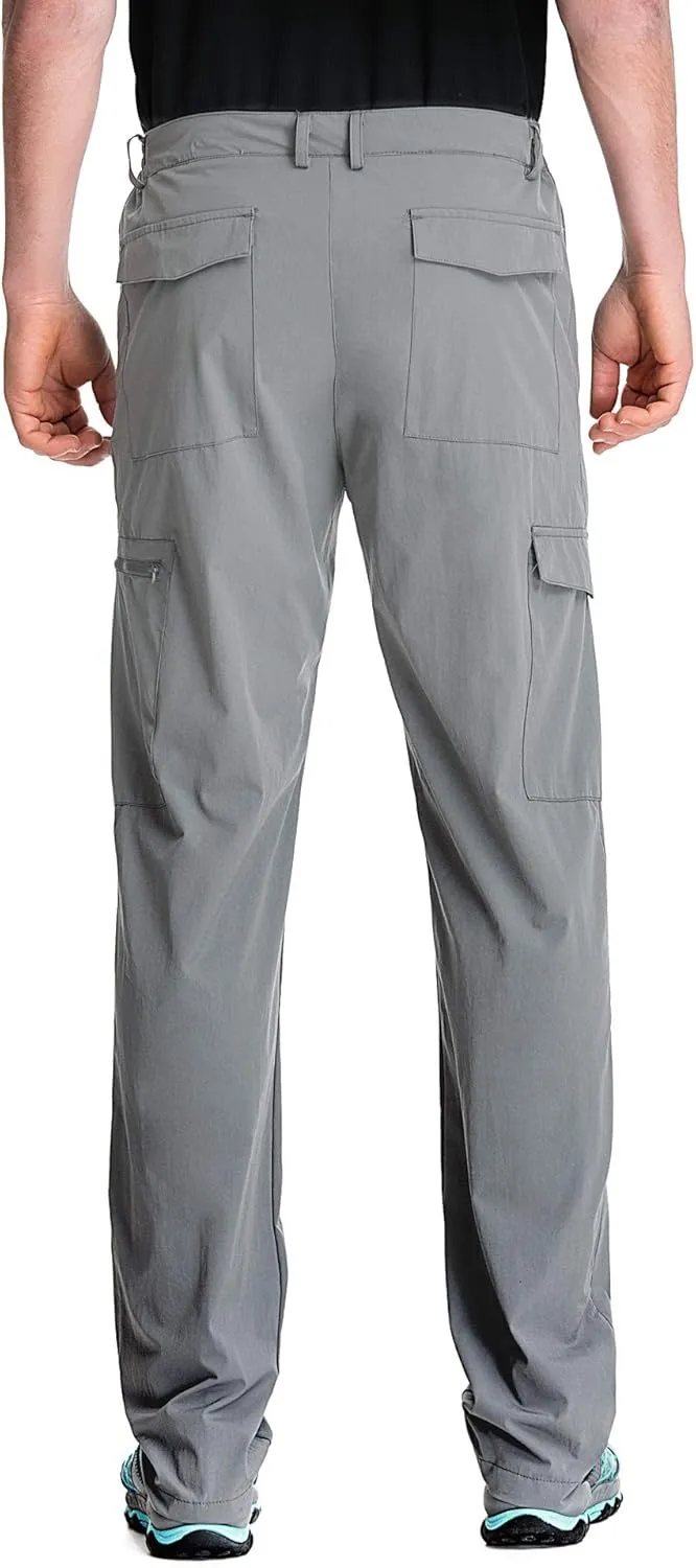 clothin Men's Elastic-Waist Travel Pant Stretchy Lightweight Pant Multi-Pockets Quick Dry Breathable