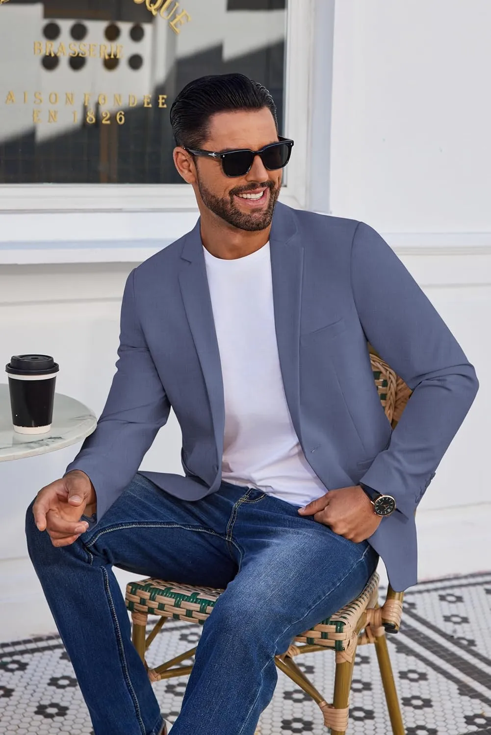 COOFANDY Men's Casual Blazer Lightweight Sport Coat One Button Suit Jacket