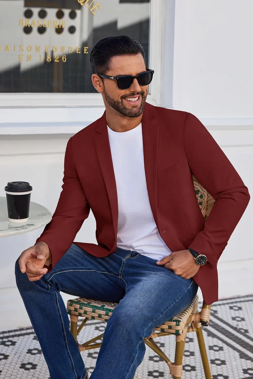 COOFANDY Men's Casual Blazer Lightweight Sport Coat One Button Suit Jacket