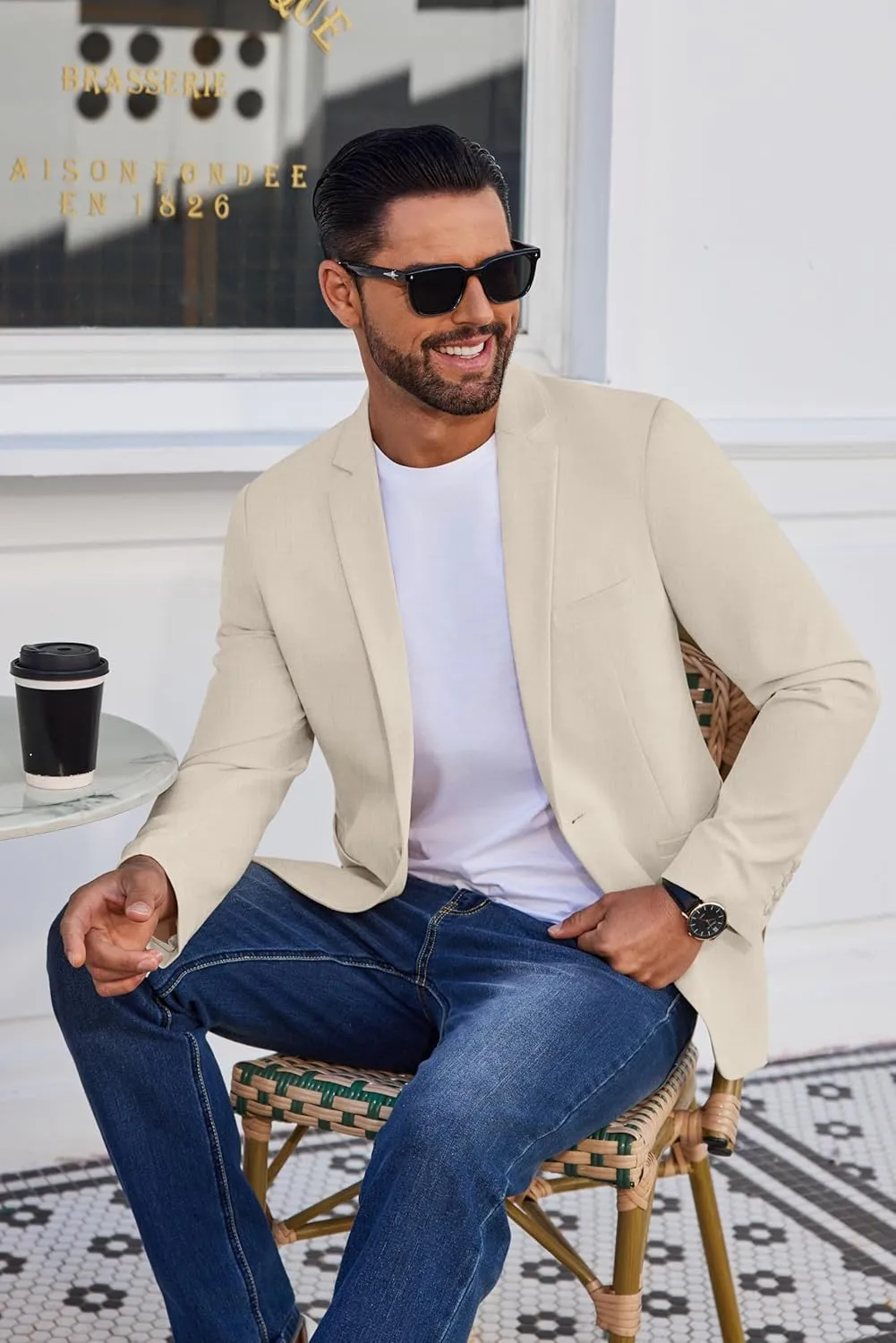 COOFANDY Men's Casual Blazer Lightweight Sport Coat One Button Suit Jacket