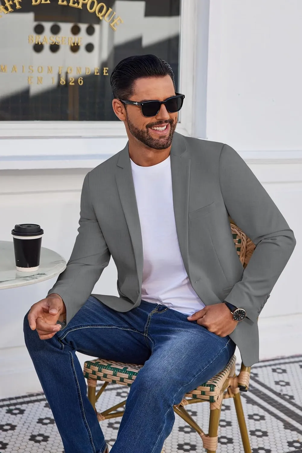 COOFANDY Men's Casual Blazer Lightweight Sport Coat One Button Suit Jacket