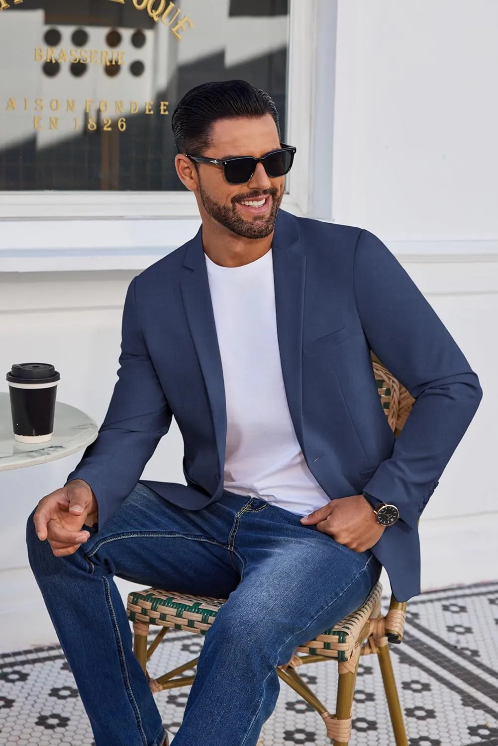COOFANDY Men's Casual Blazer Lightweight Sport Coat One Button Suit Jacket