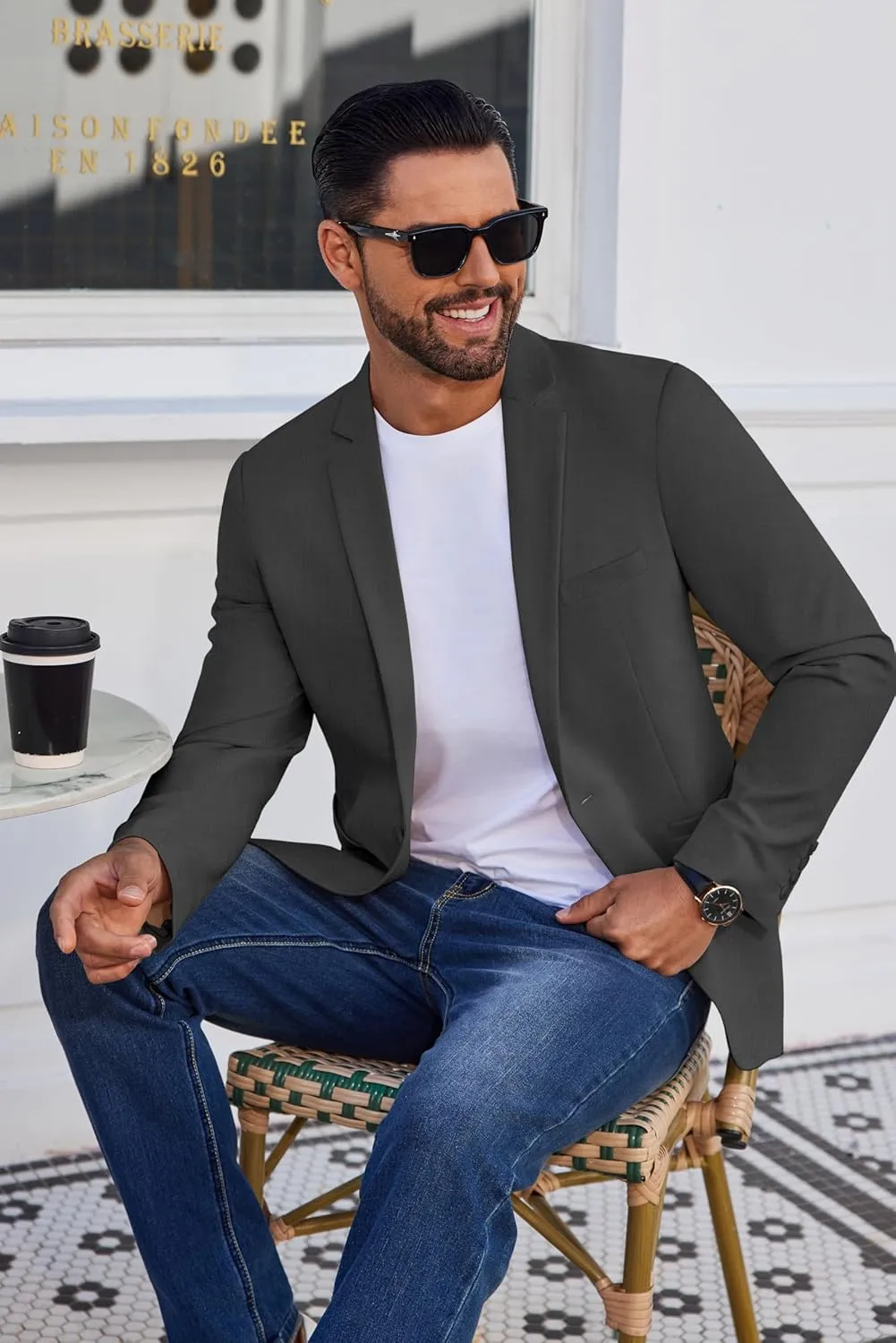 COOFANDY Men's Casual Blazer Lightweight Sport Coat One Button Suit Jacket