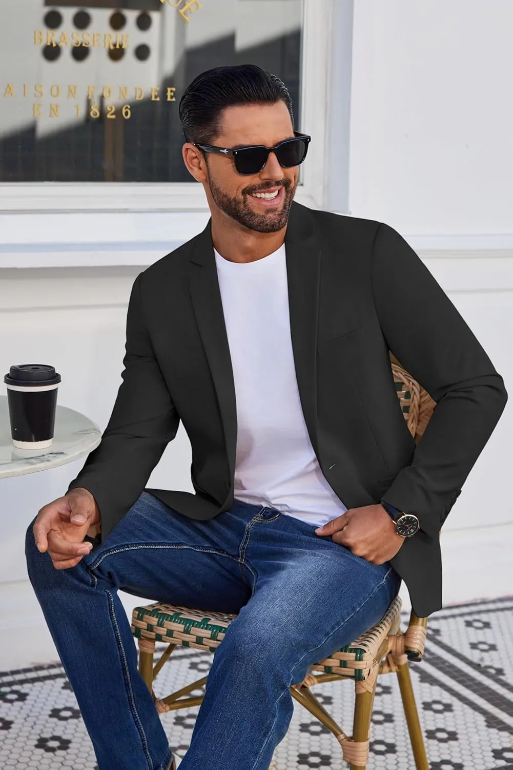 COOFANDY Men's Casual Blazer Lightweight Sport Coat One Button Suit Jacket