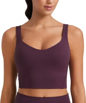 CRZ YOGA Softness Mold Butterluxe Longline Sports Bras for Women - Molded Cup V Neck Yoga Clothes Workout Crop Tank Top