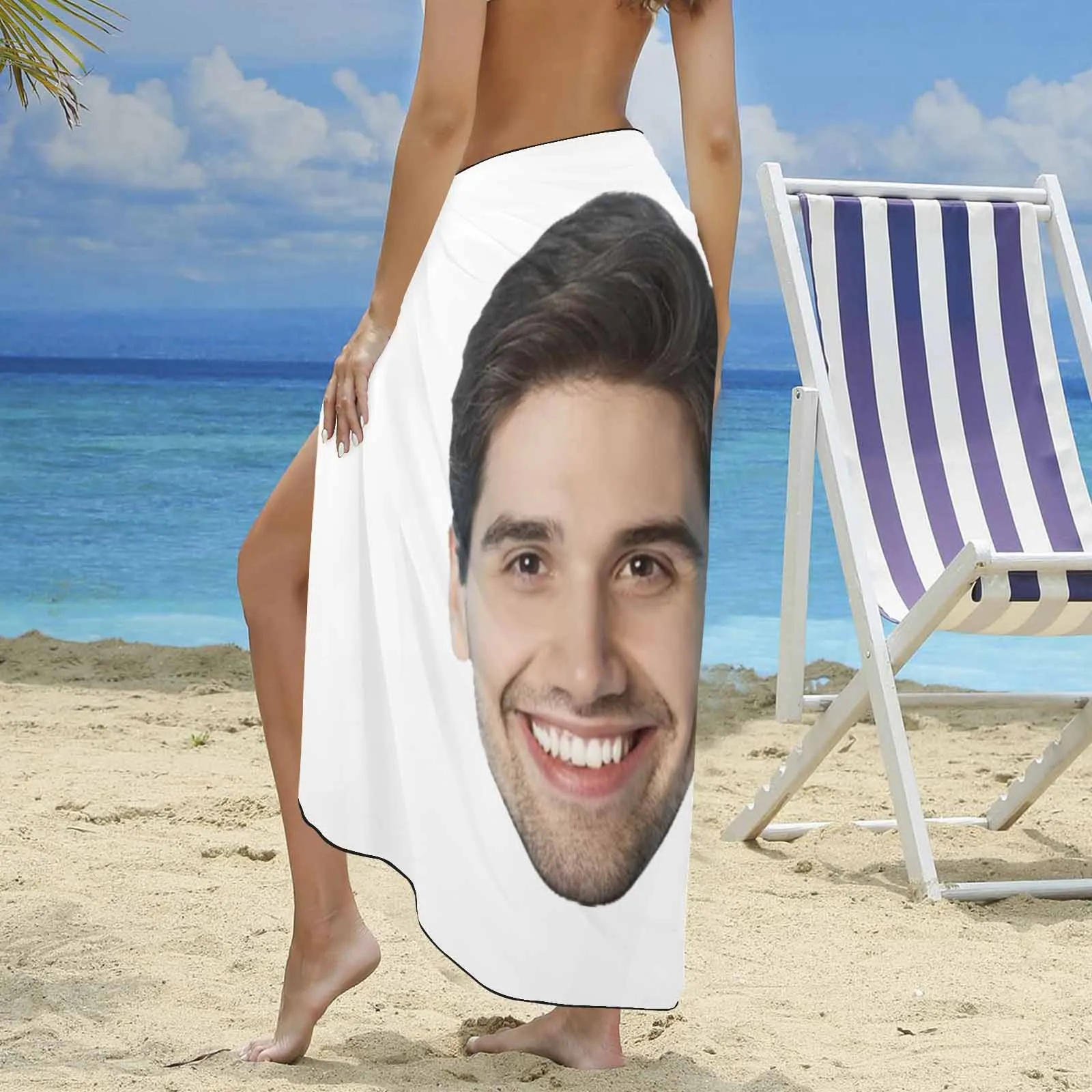 Custom Big Face Multiple Colors Long Sarongs Beach Wrap Personalized Bikini Cover Up