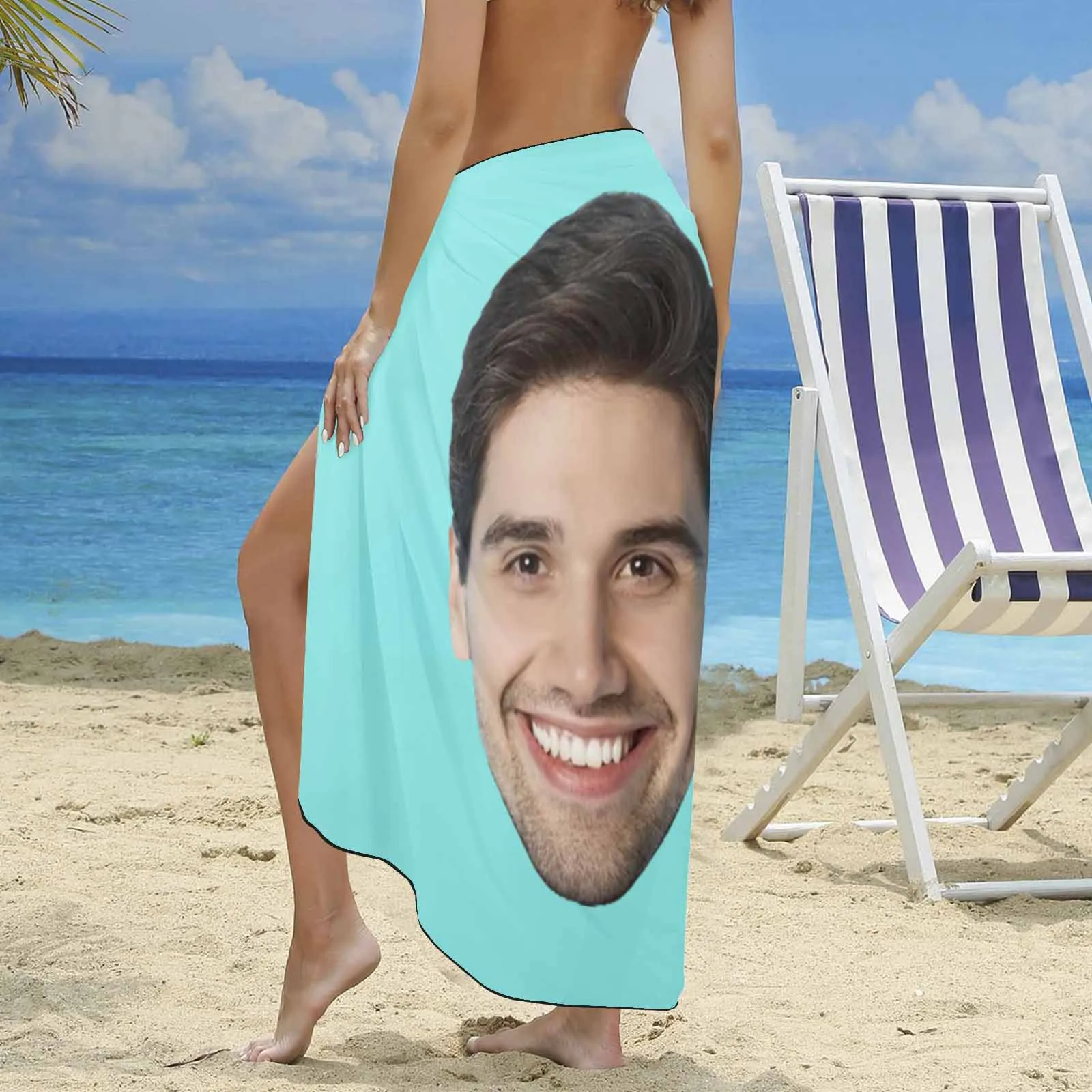 Custom Big Face Multiple Colors Long Sarongs Beach Wrap Personalized Bikini Cover Up