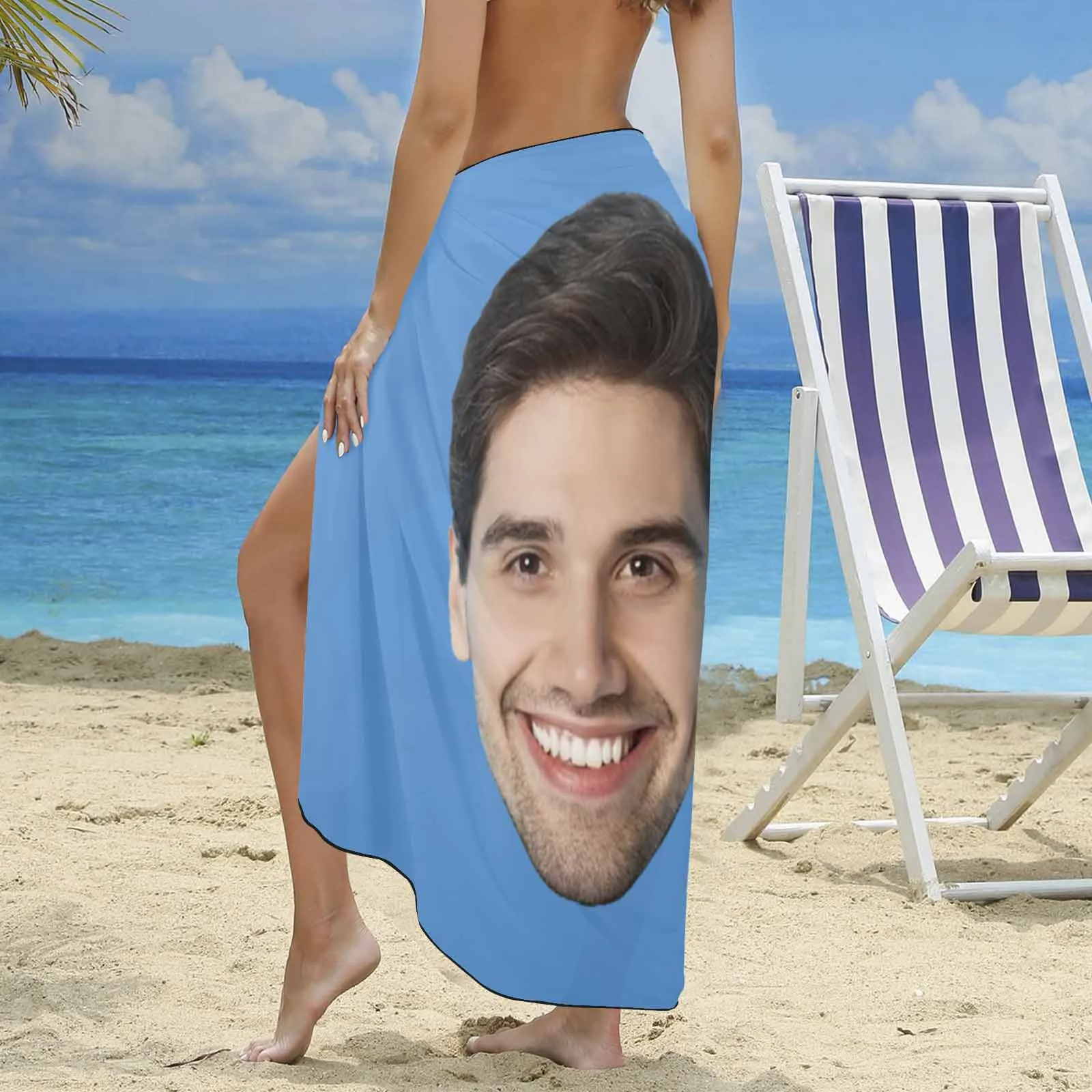 Custom Big Face Multiple Colors Long Sarongs Beach Wrap Personalized Bikini Cover Up