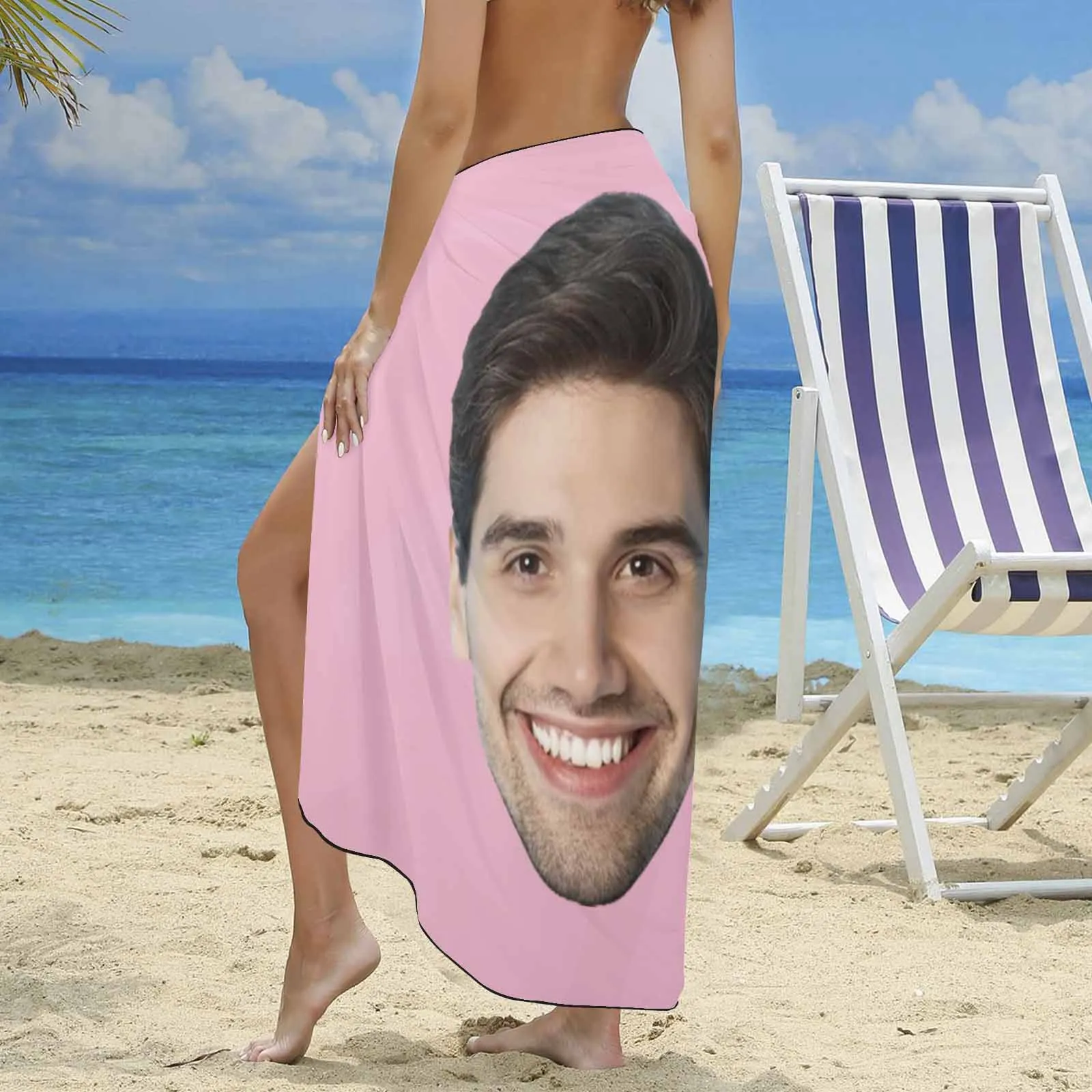 Custom Big Face Multiple Colors Long Sarongs Beach Wrap Personalized Bikini Cover Up