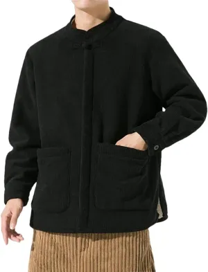 DBFBDTU Men's Chinese Padded Cotton Jacket Long Sleeves Thickened Cotton Coat Japanese Coat Jacket