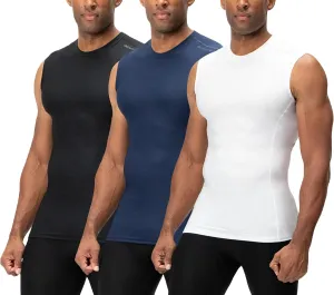DEVOPS 3 Pack Men's Athletic Compression Shirts Sleeveless