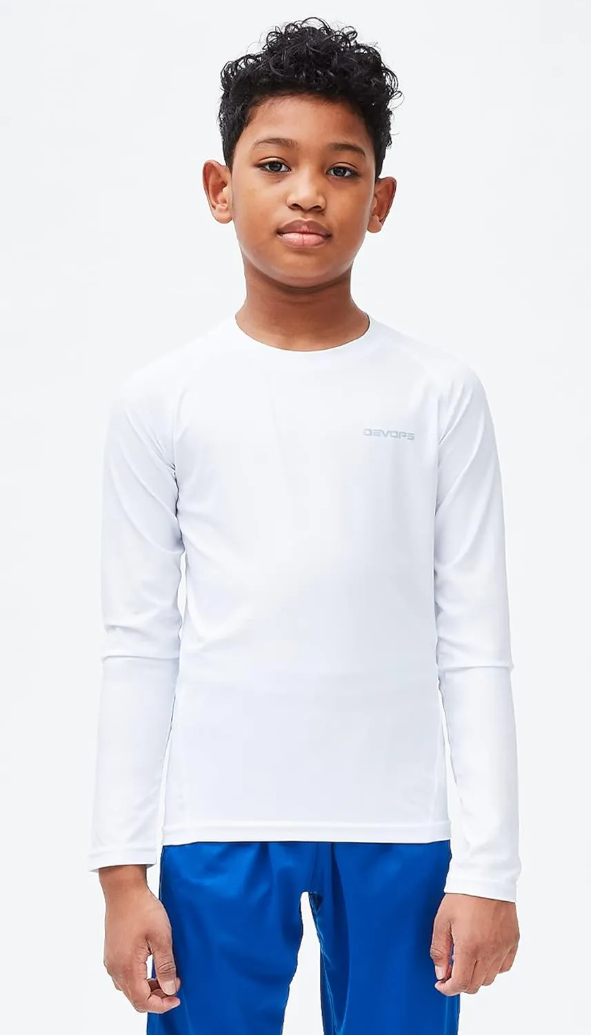 DEVOPS Youth Boys 2 or 3 Pack Compression Athletic Performance Baselayer Long Sleeve Shirts