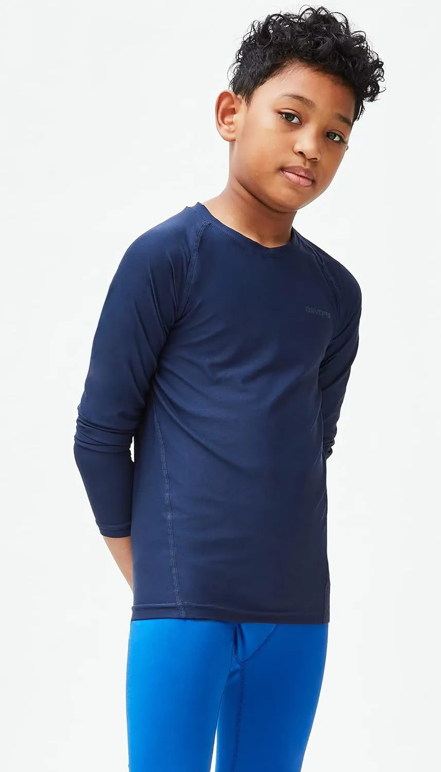 DEVOPS Youth Boys 2 or 3 Pack Compression Athletic Performance Baselayer Long Sleeve Shirts