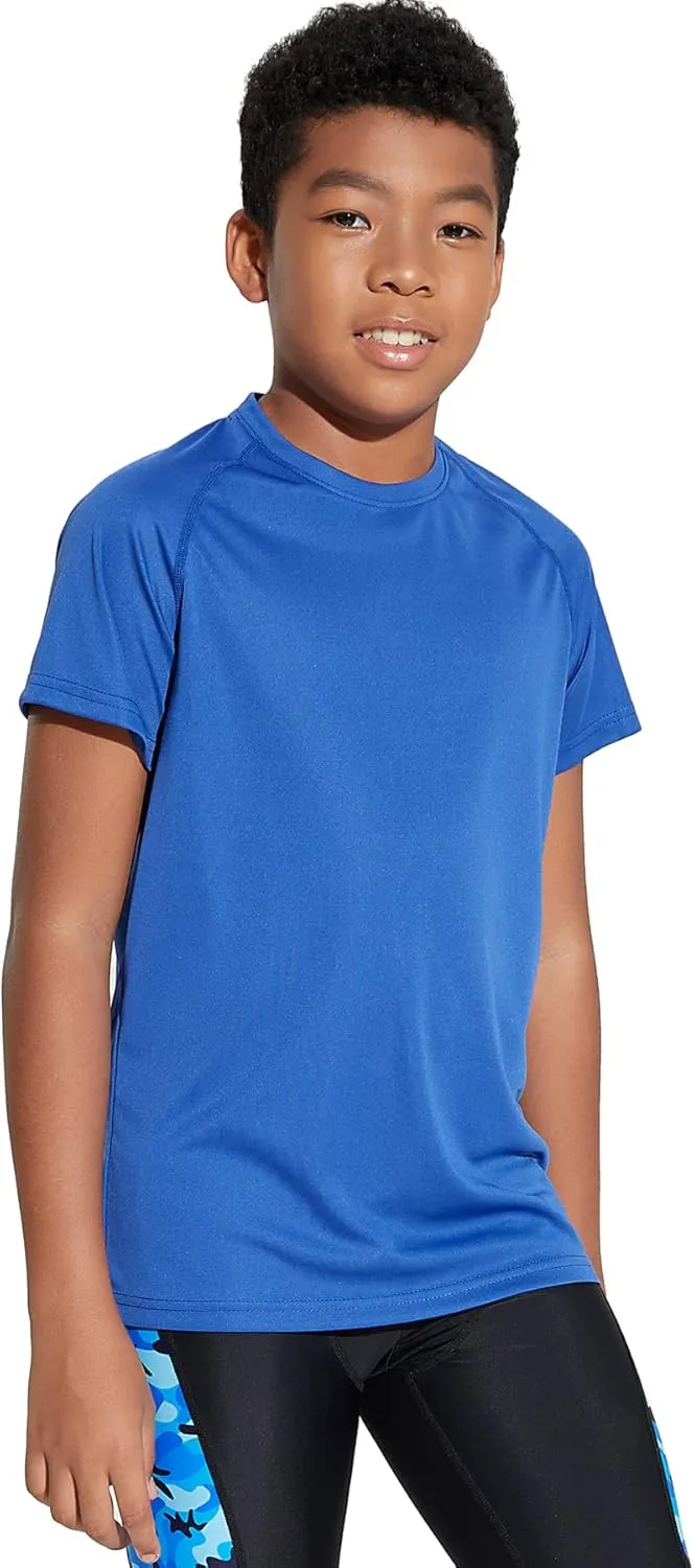DEVOROPA Youth Boys Rash Guard Toddler Swim Shirts Short Sleeve Sun Shirts Lightweight Quick Dry UPF 50  Kids Surf Swimsuit