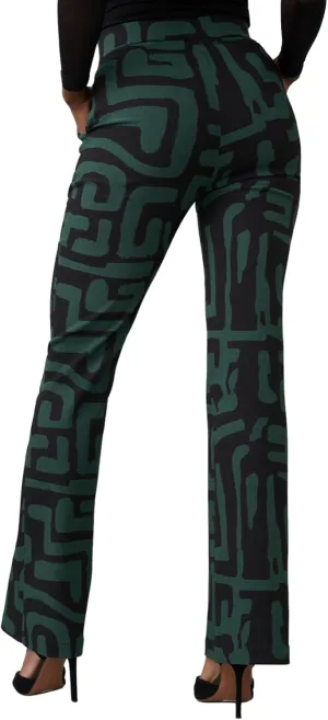 D'IYANU | Abebe Women's African Print Stretch Wide Leg Pants | Black Malachite Geometric | XS