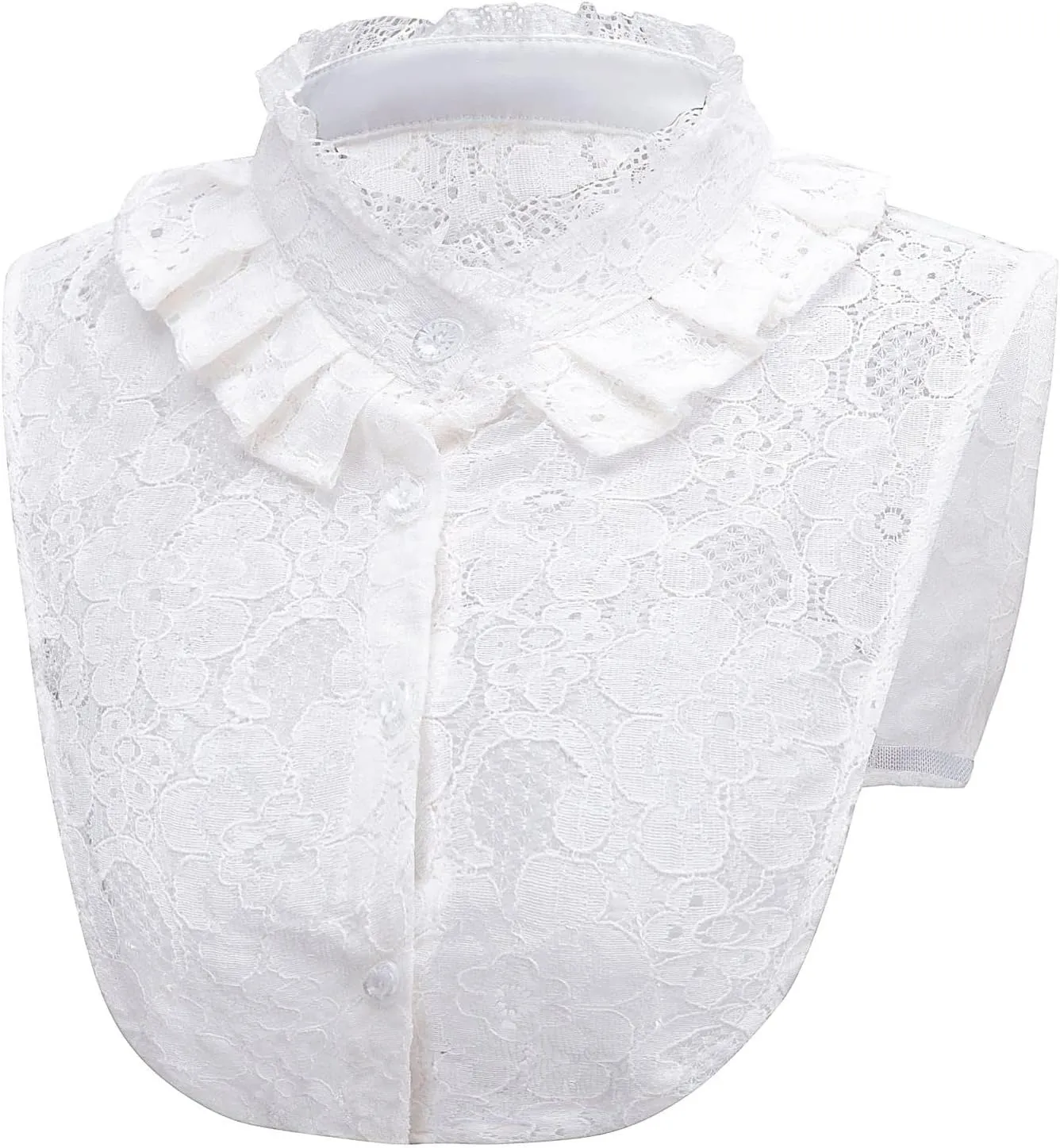 DNLKWGO Lace Half Top Mock Blouse with False Peter Pan Collar for Women & Girls