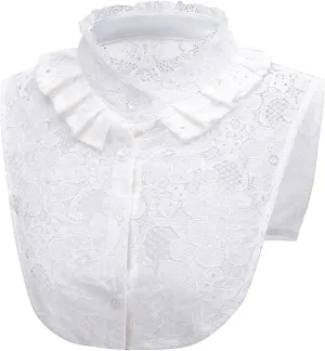 DNLKWGO Lace Half Top Mock Blouse with False Peter Pan Collar for Women & Girls