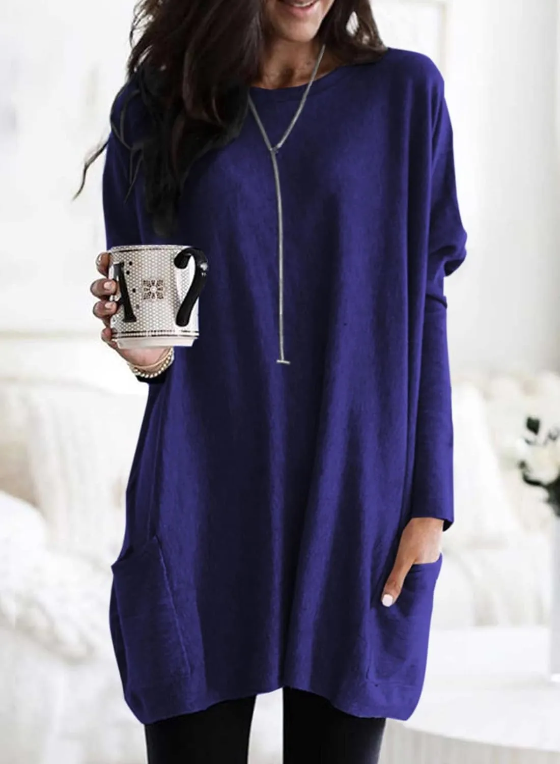 Dokotoo Womens 2025 Spring Outfits Casual Long Sleeve Shirts Lightweight Sweatshirts Fashion Tunic Tops with Pockets