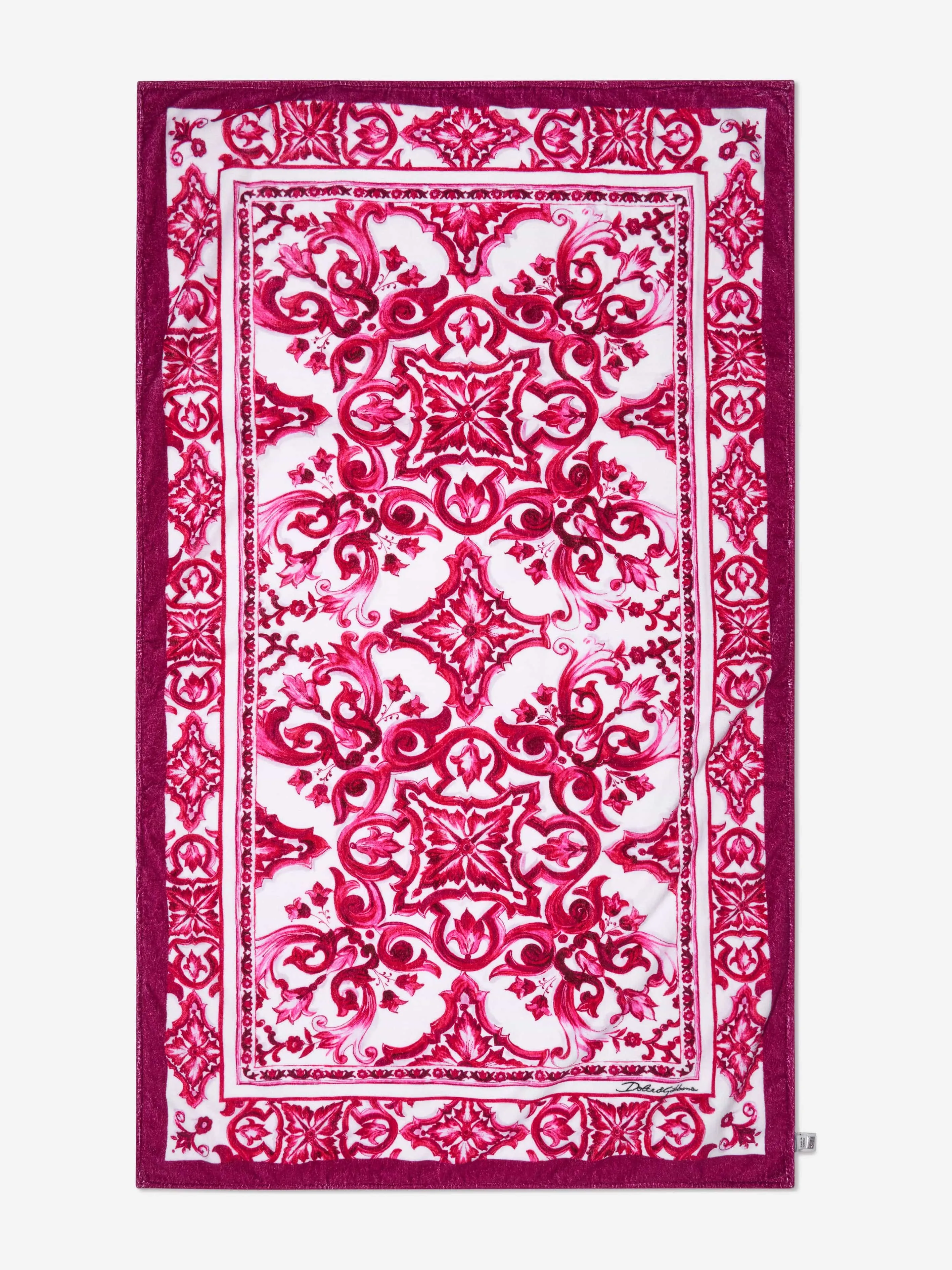 Dolce & Gabbana Girls Majolica Print Towel in Pink