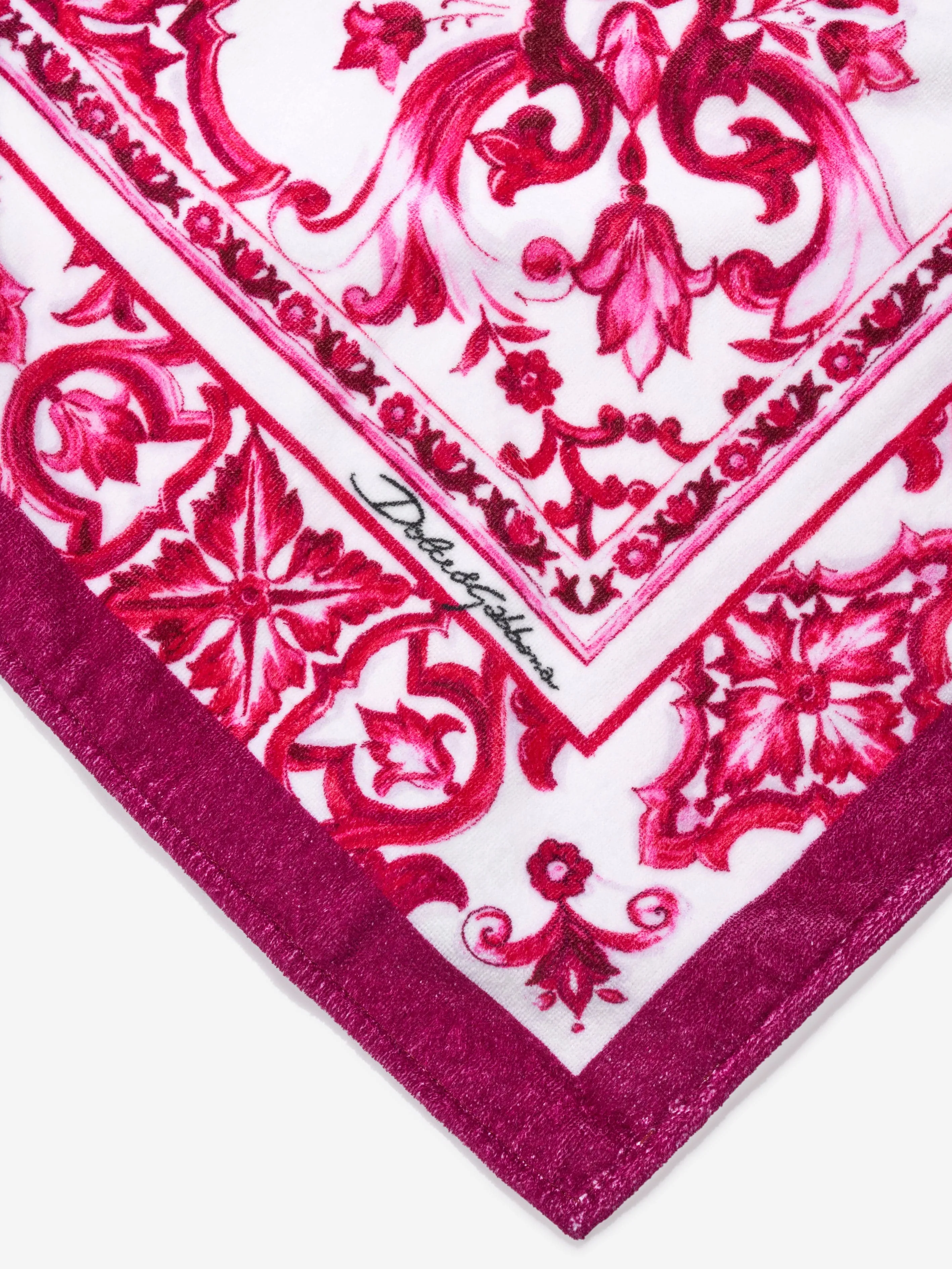 Dolce & Gabbana Girls Majolica Print Towel in Pink