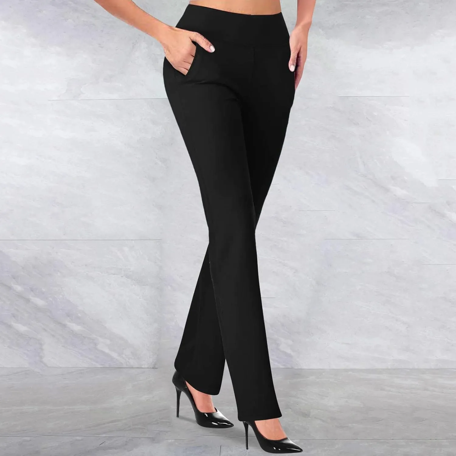 Dress Pants Women Business Casual Work Pants Women High Waist Stretchy Trousers Pull on Office Slacks Bottoms