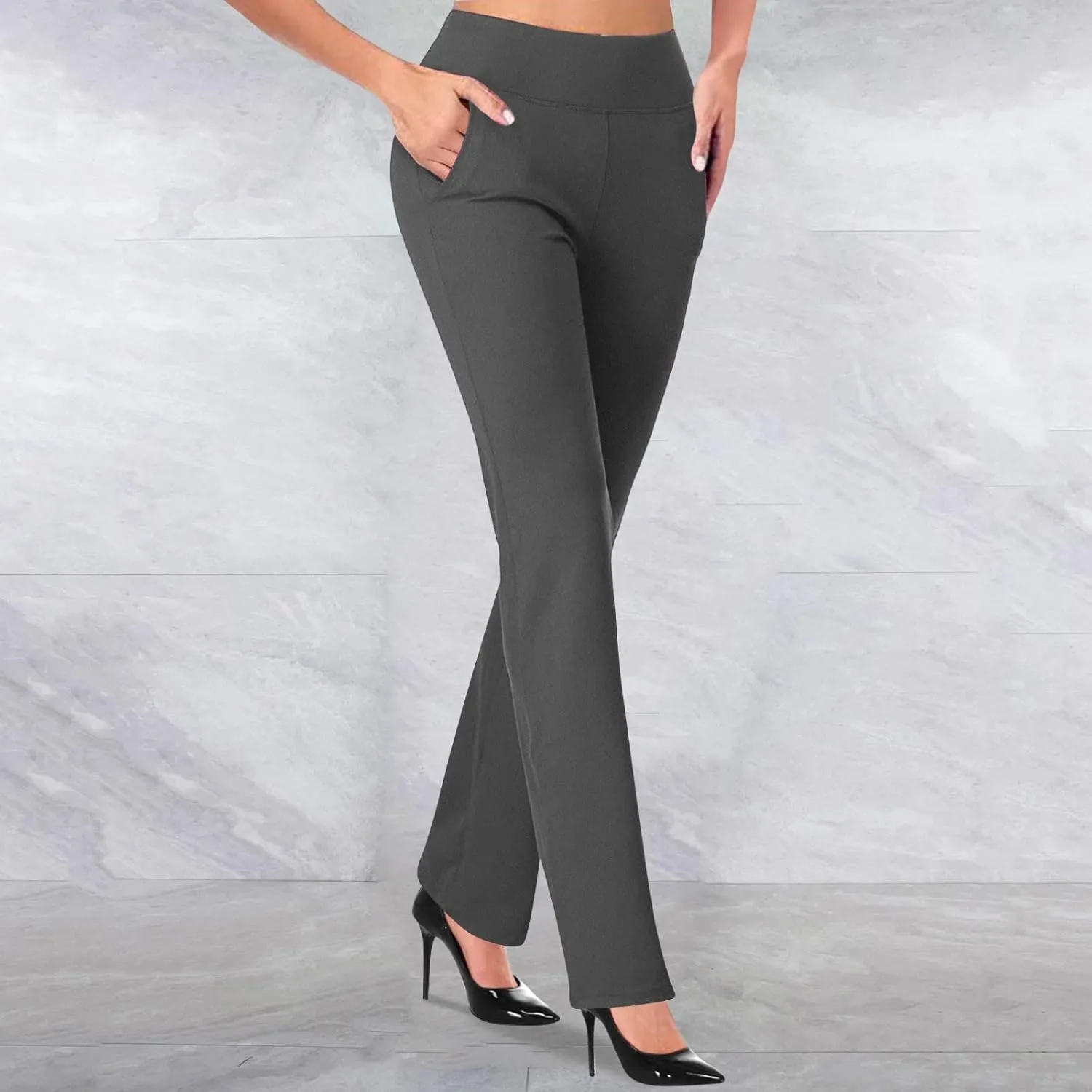 Dress Pants Women Business Casual Work Pants Women High Waist Stretchy Trousers Pull on Office Slacks Bottoms