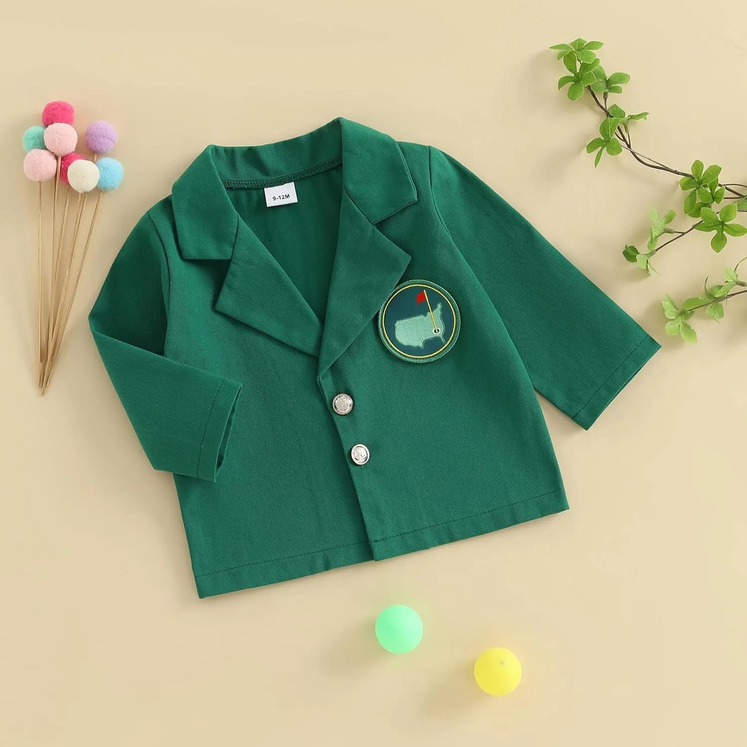 Eadrioss Golf Jacket for Baby Boy Girl First Birthday Outfit Lapel Button Down Green Blazer Coat 1st 2nd Bithday Outfit Gift