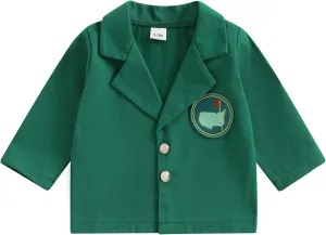 Eadrioss Golf Jacket for Baby Boy Girl First Birthday Outfit Lapel Button Down Green Blazer Coat 1st 2nd Bithday Outfit Gift