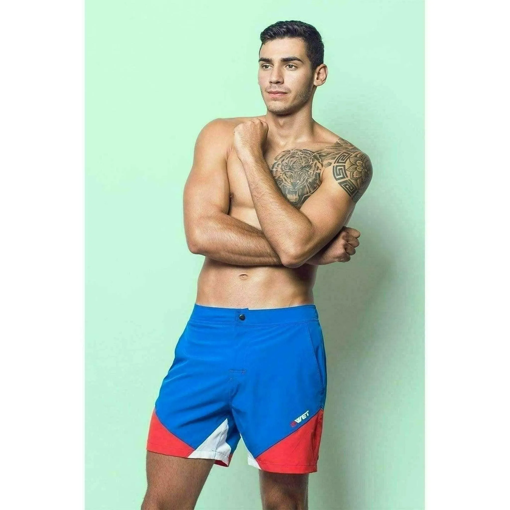 Eco-Friendly Quick Dry UV Protection Red Beach Shorts "Butterfly"