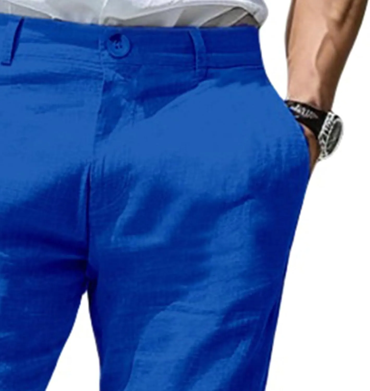 evzosrz Men's Slim-Fit Chino Jogger Pant, Cotton Linen Straight Trousers Casual Flat Front Design Comfortable Pants for Men