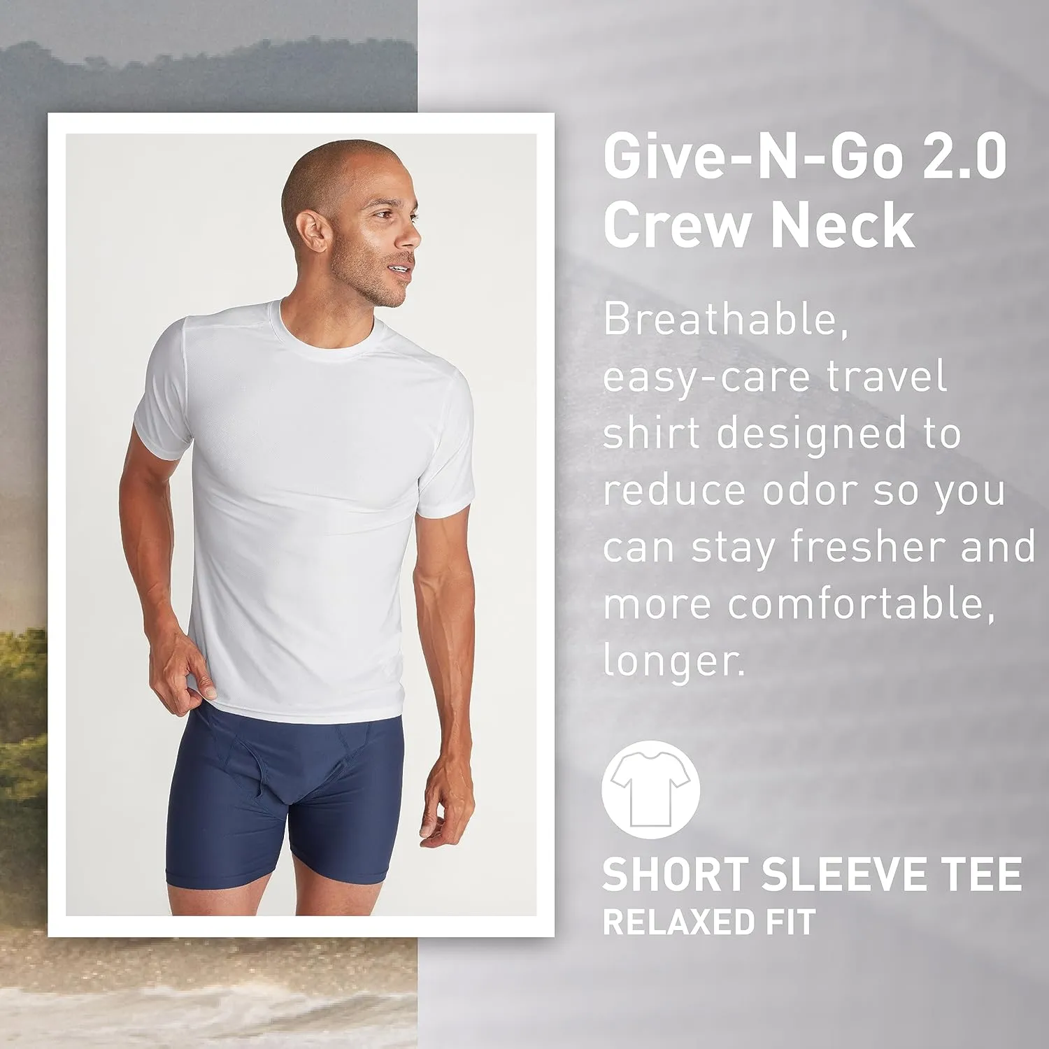 ExOfficio Men's Give-N-Go 2.0 Crew Neck - Breathable Durable Easy Care Travel Undershirt