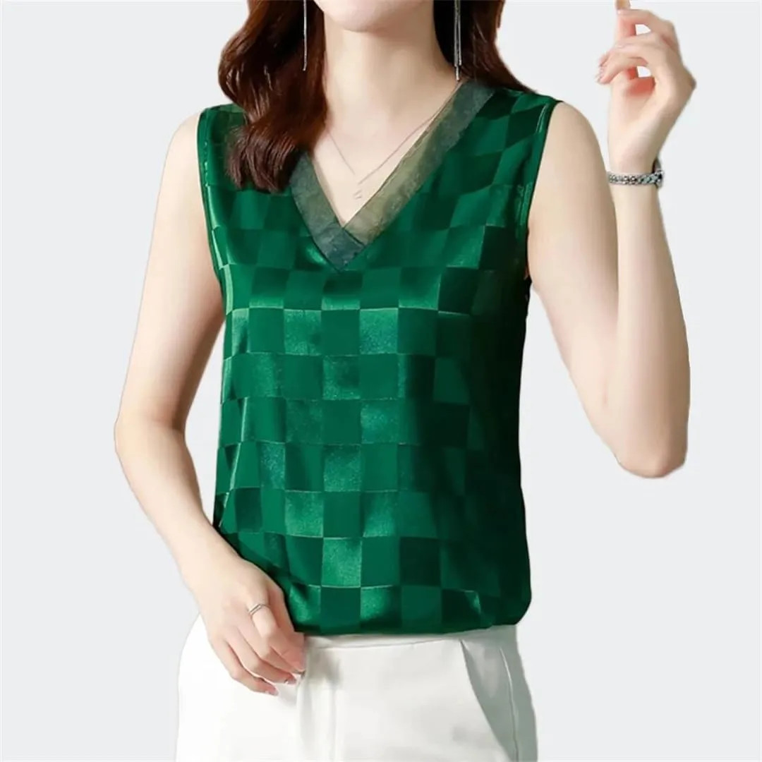 Fashion Women's Summer Camisole Sleeveless V-Neck Casual Satin Woman Clothes