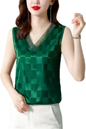 Fashion Women's Summer Camisole Sleeveless V-Neck Casual Satin Woman Clothes