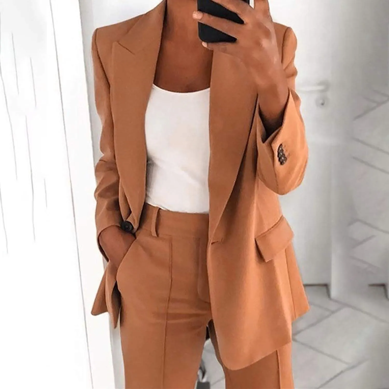 Firzero Blazers for Women Business Casual 2024 Plus Size Coats Dressy Loose Button Down Cardigan Work Suit Jacket with Pocket