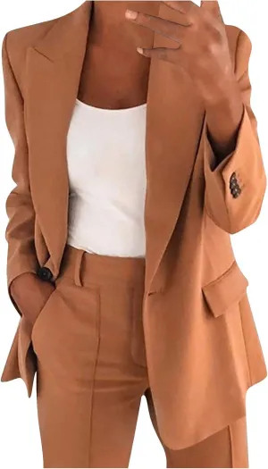 Firzero Blazers for Women Business Casual 2024 Plus Size Coats Dressy Loose Button Down Cardigan Work Suit Jacket with Pocket