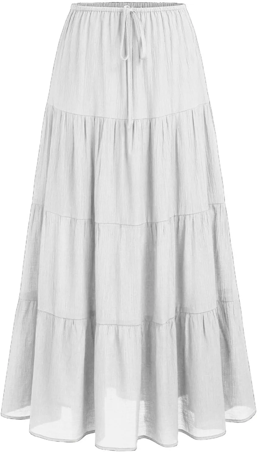 Floral Maxi Skirt for Women Summer Comfy Tiered Elastic High Waisted Skirts Vacation A-Line Flowy Swing Long Skirts