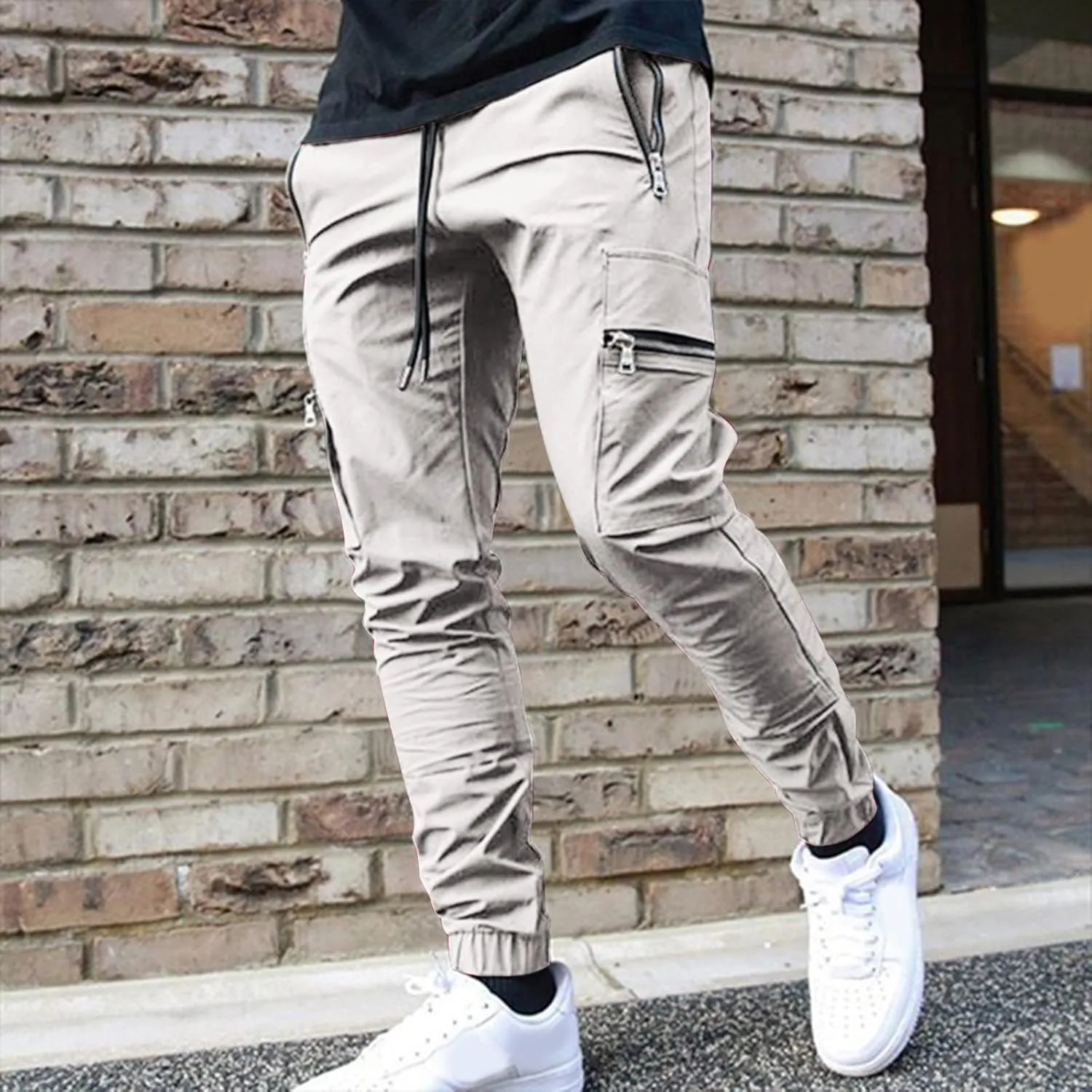 Flowy Pants for Men Casual Fall Pants for Men Men's Slim-Fit Casual Stretch Chino Pant Mens Casual Pants with Pockets