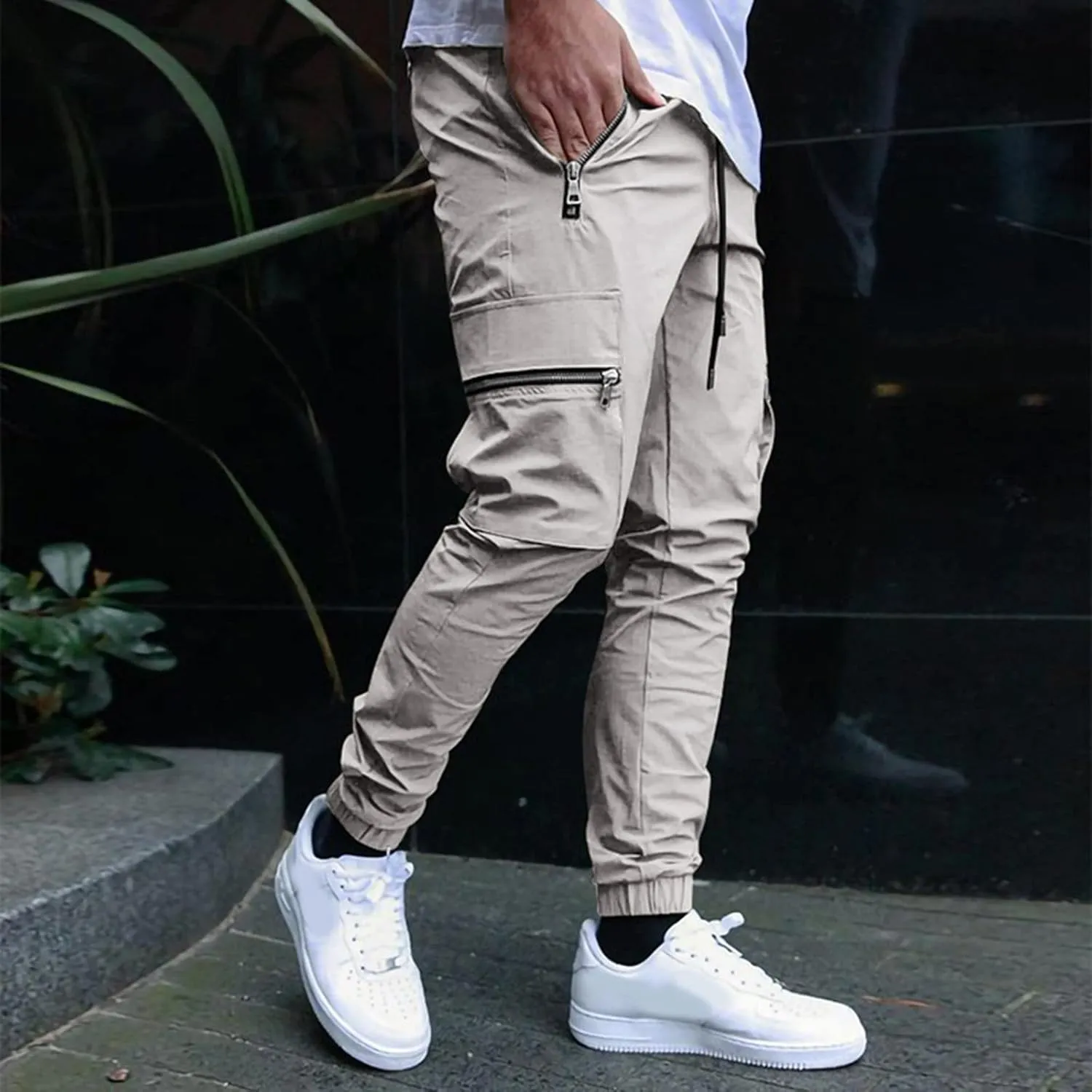 Flowy Pants for Men Casual Fall Pants for Men Men's Slim-Fit Casual Stretch Chino Pant Mens Casual Pants with Pockets