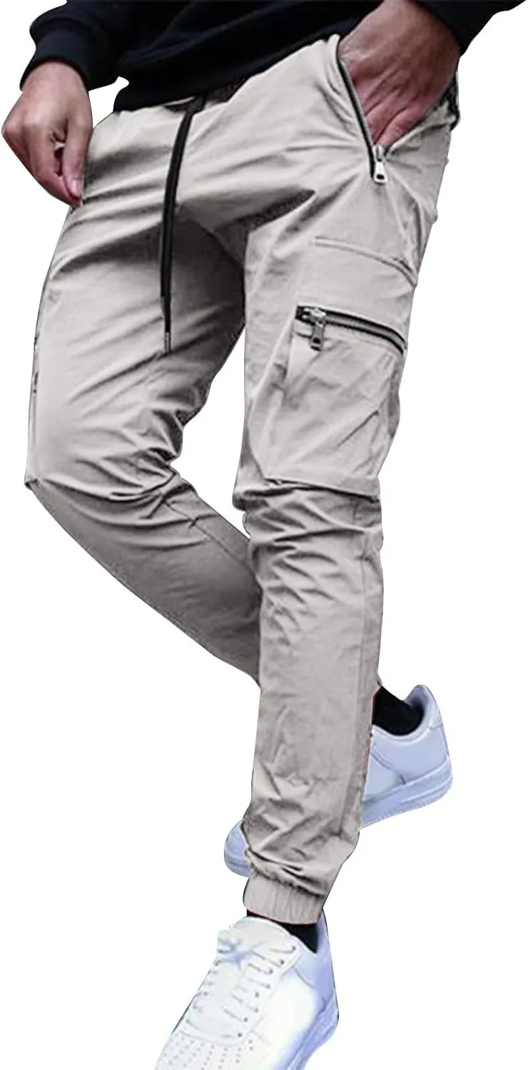 Flowy Pants for Men Casual Fall Pants for Men Men's Slim-Fit Casual Stretch Chino Pant Mens Casual Pants with Pockets
